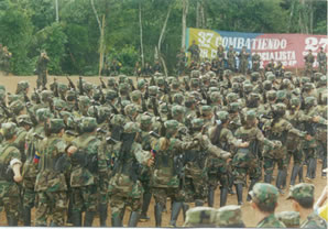 FARC guerrillas marching during the Caguan peace talks (1998-2002).jpg