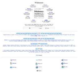 Detail of the Wiktionary main page. All major wiktionaries are listed by number of articles.