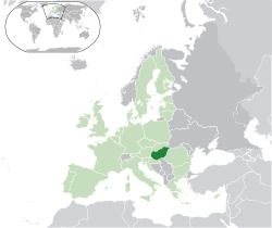 Location of  Hungary  (dark green)– in Europe  (green & dark grey)– in the European Union  (green)  –  [Legend]