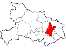 Location of Wuhan City jurisdiction in Hubei