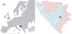 Location in Europe and Bosnia and Herzegovina (dark blue)
