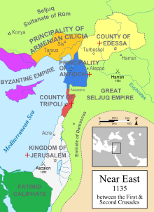 Multicolored map of the 12th-century Near East