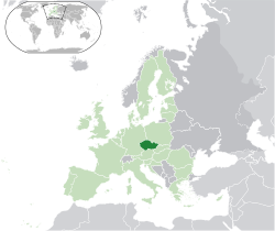 Location of the  Czech Republic  (dark green)– in Europe  (green & dark grey)– in the European Union  (green)  –  [Legend]