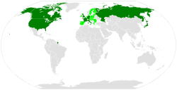 Map of G8 member nations and the European Union