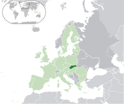 Location of  Slovakia  (dark green)– in Europe  (green & dark grey)– in the European Union  (green)  –  [Legend]