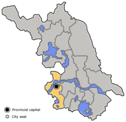 Location of Nanjing City jurisdiction in Jiangsu