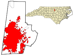 Location in Durham County and the state of North Carolina.