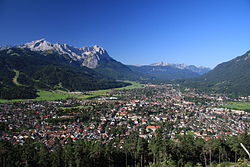 Garmisch-Partenkirchen with Alpspitze and Zugspitze