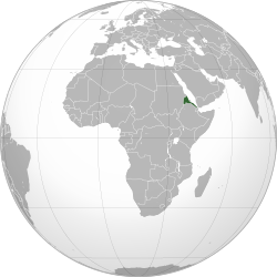 Location of  Eritrea  (dark green)– in Africa  (dark grey)– in the African Union  (dark grey)