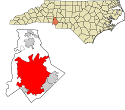 Charlotte's location in Mecklenburg County in the state of North Carolina