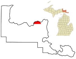 Location of Sault Ste. Marie in Chippewa County and Michigan