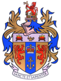 Arms of King's College London, displaying the motto "Sancte et Sapienter"