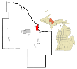 Location of Marquette within Marquette County, Michigan