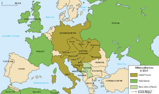 Map of Europe focusing on Austria-Hungary and marking central location of ethnic groups in it including Slovaks, Czechs, Slovenes, Croats, Serbs, Romanians, Ukrainians, Poles.