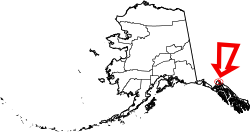 Map of Alaska highlighting Skagway