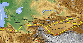 Tian Shan with the ancient silk road