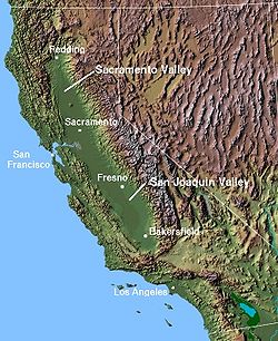 A map of the central valley of California