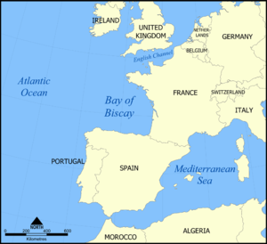 Map of the Bay of Biscay