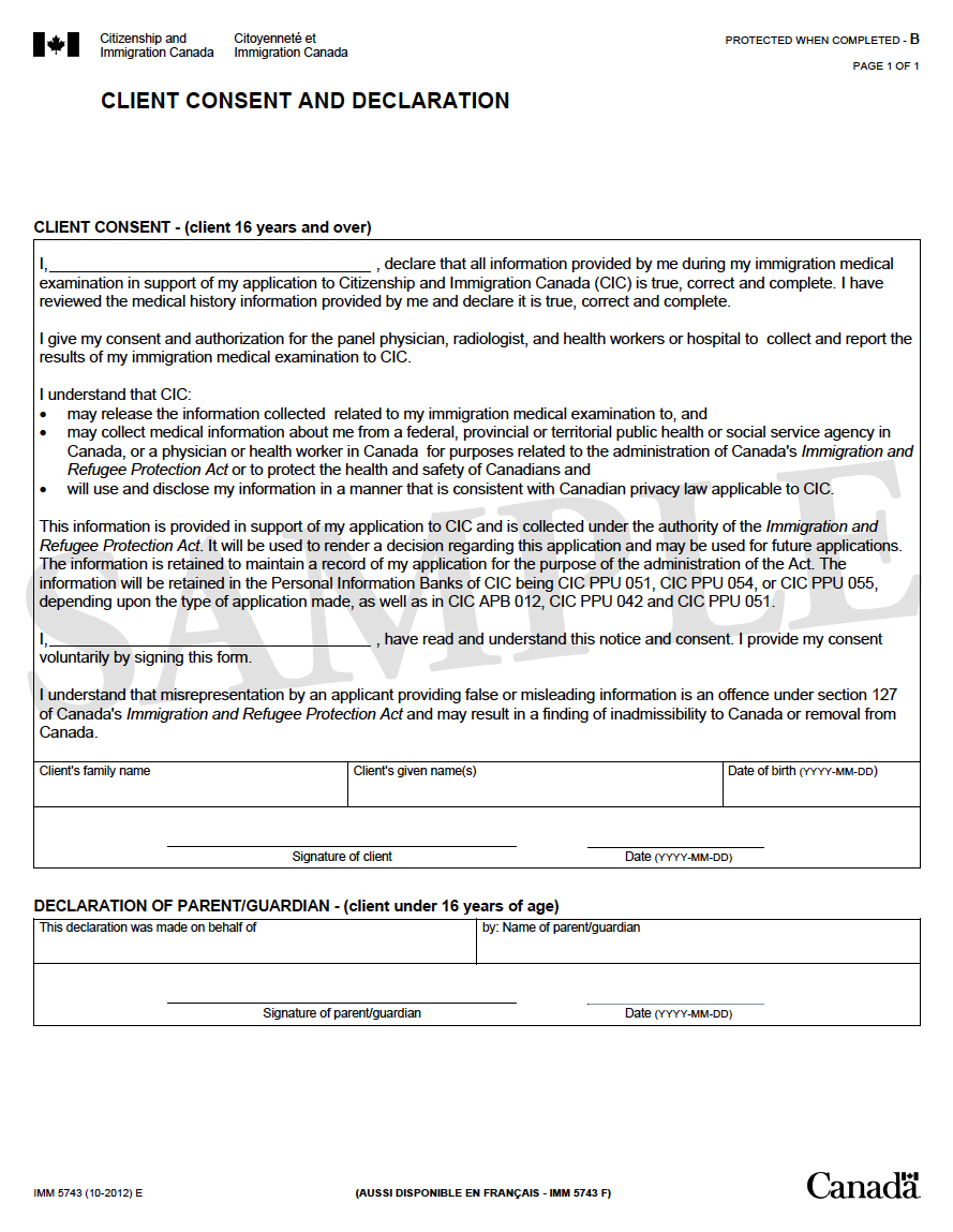 Sample of Client Consent and Declaration