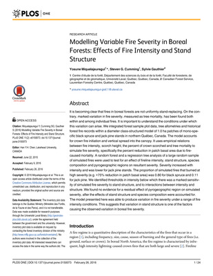 Modelling variable fire severity in boreal forests: Effects of fire intensity and stand structure.