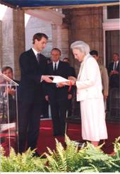 Governor General Jeanne Sauvé receiving the Royal Letters Patent