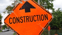 Road construction sign in Windsor