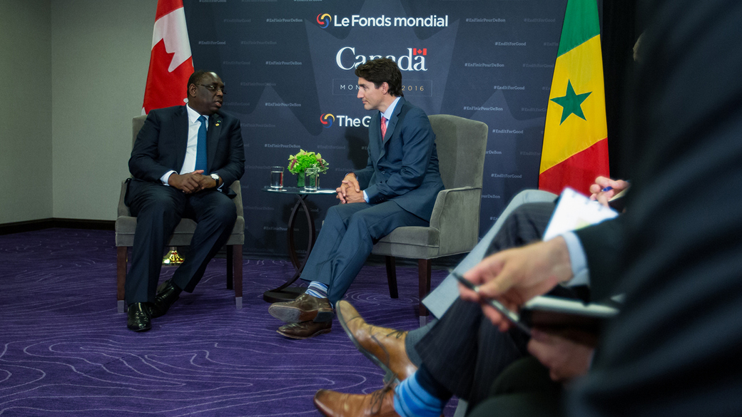 Prime Minister Justin Trudeau meets with the President of Senegal, Macky Sall
