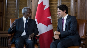 Prime Minister Justin Trudeau meets with Kofi Annan in Ottawa