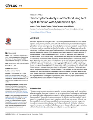 Transcriptome analysis of poplar during leaf spot infection with _Sphaerulina_ spp. 