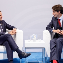 Prime Minister Justin Trudeau meets with Emmanuel Macron, President of France