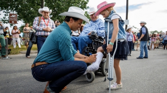 Prime Minister Justin Trudeau and Minister Kent Hehr drop by the Marda Loop Communities Association pancake breakfast in Calgary