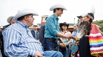 Prime Minister Justin Trudeau drops by the Indian Village at the Calgary Stampede