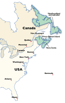 Map of Atlantic Canada