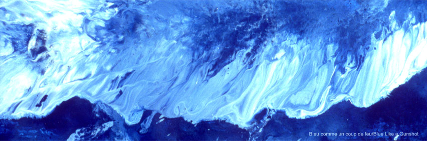 Shades of blue. Photo taken from Blue Like a Gunshot, a paint-on-glass animated film made by Masoud Raouf in 2003. 