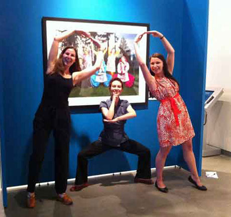 Bhangra pose at exhibition opening party