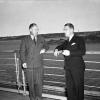 Pictured on the deck of the Queen Mary are Rev. W. Martin (left) and Lord Iverclyde, Director of the British Sailors' Society.