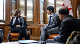 Prime Minister Justin Trudeau meets with the President of the Italian Chamber of Deputies, Laura Boldrini, on Parliament Hill