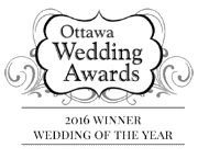 Text: Ottawa Wedding Awards. 2016 Winner Wedding of the Year.
