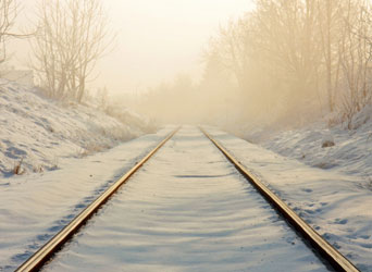 Rail tracks under the snow
