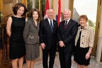 Their Excellencies visited the Official Residence of the Ambassador of Canada to the Netherlands in The Hague. Pictured here: Their Excellencies with the Mr. James Lambert, Ambassador of Canada to the Netherlands, along with his wife and daughter. 
