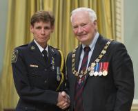His Excellency presented the Order at the Member level to Inspector Cindy Joyce White, M.O.M., of the Niagara Regional Police Service, St. Catharines, Ontario.
