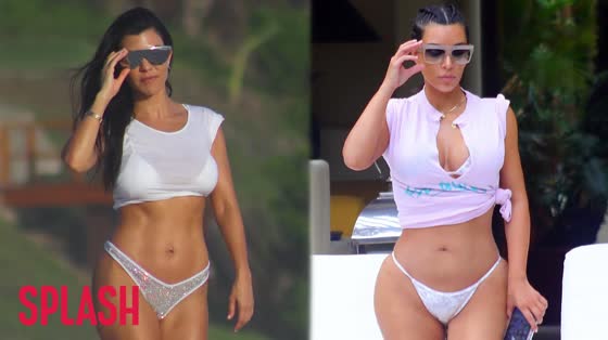 Kim et Kourtney Kardashian se prlassent en bikini au Mexique