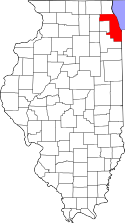 Map of Illinois showing Cook County