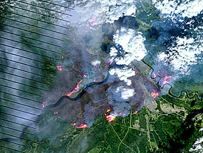 Satellite imagery of the burn scar left by the Fort McMurray wildfire on May 4, 2016