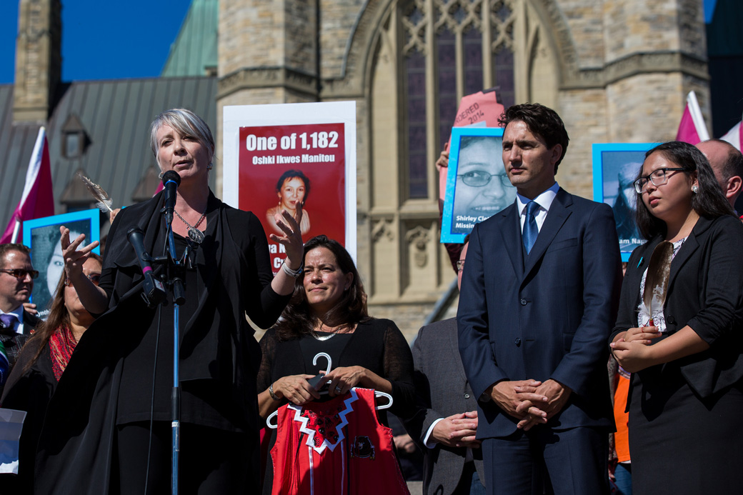 Prime Minister Trudeau attends the Sisters in Spirit Vigil honouring missing and murdered women