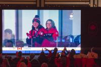 The Governor General joined by her son Laurier cheered proudly from the stands Team Canada members as they made their way into the Stadium.