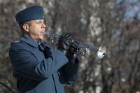 Just before the eleventh hour, a trumpeter performed the "Last Post".