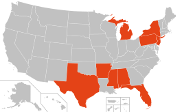 Map of jurisdictions that impose mandatory driver's license suspensions for possession of cannabis