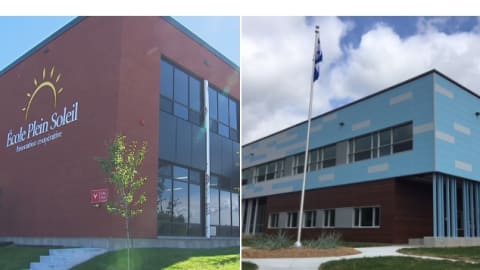Les façades extérieures des deux nouvelles écoles primaires de Sherbrooke