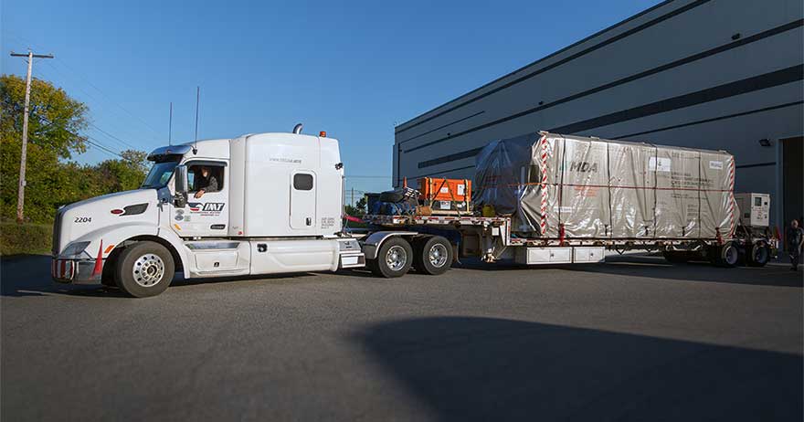 The third and final RCM spacecraft leaving MDA's Montreal facilities